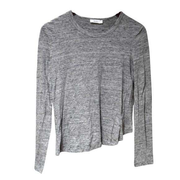 A.L.C. Heather Gray Long Sleeve Asymmetric Hem Top Size M - Picture 1 of 3